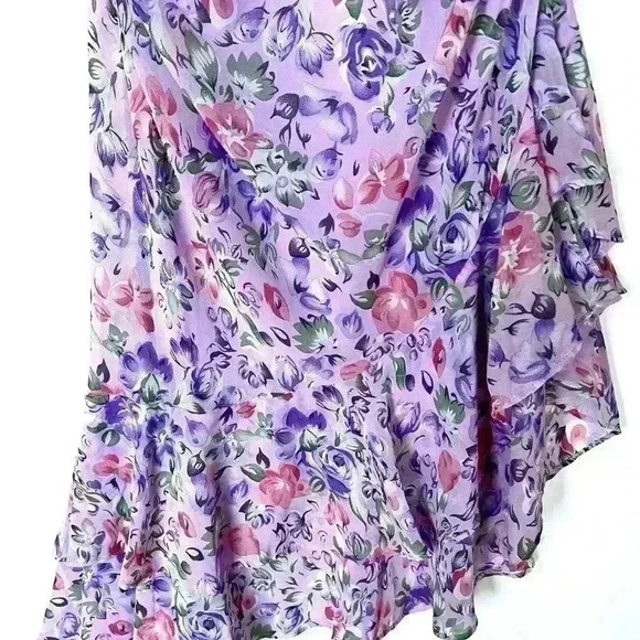 NWT! Floret Studios Floral Print One-shoulder Asymmetric Hem A-line Dress - Picture 7 of 7